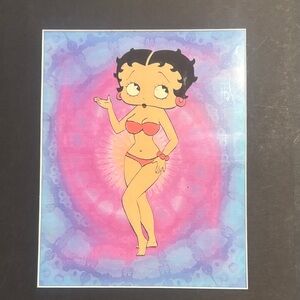 Betty Boop Art Print cell with Pink and Blue Background